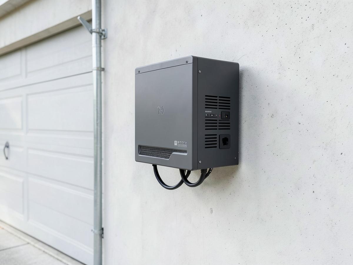Inverter and battery backup system mounted on a wall